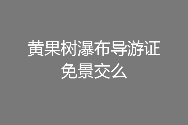 黄果树瀑布导游证免景交么