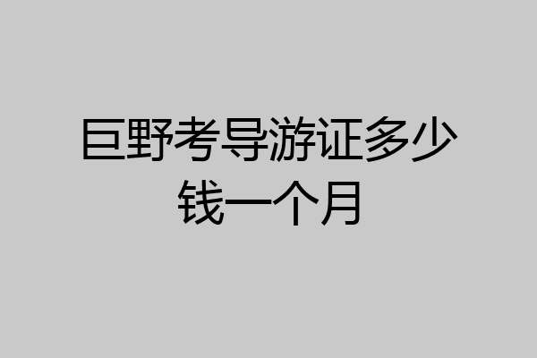 巨野考导游证多少钱一个月