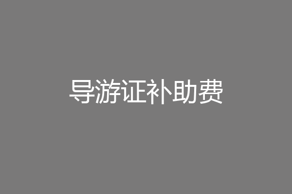 导游证补助费