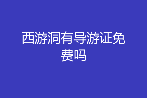 西游洞有导游证免费吗