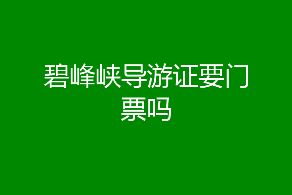 碧峰峡导游证要门票吗