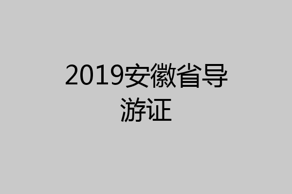 2019安徽省导游证