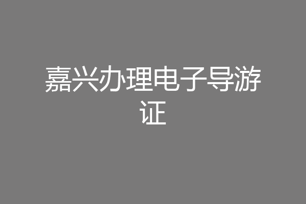 嘉兴办理电子导游证