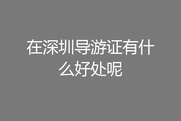 在深圳导游证有什么好处呢