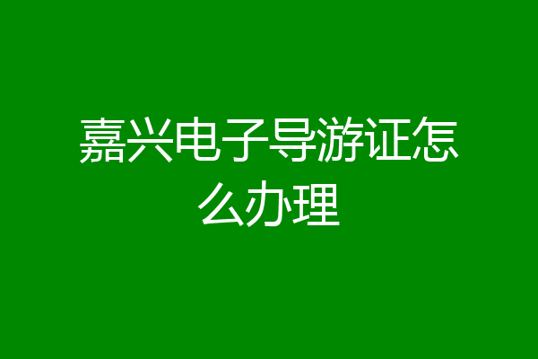 嘉兴电子导游证怎么办理