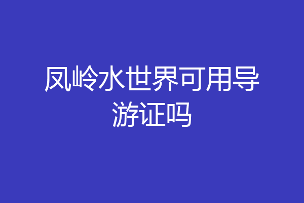 凤岭水世界可用导游证吗