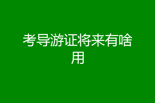 考导游证将来有啥用