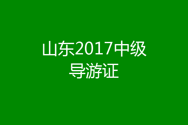 山东2017中级导游证