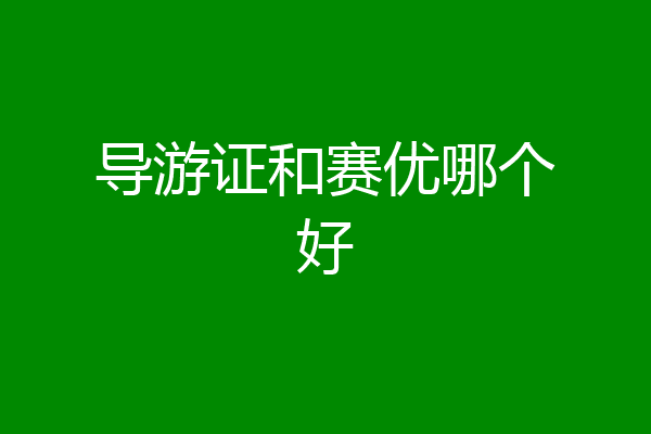 导游证和赛优哪个好