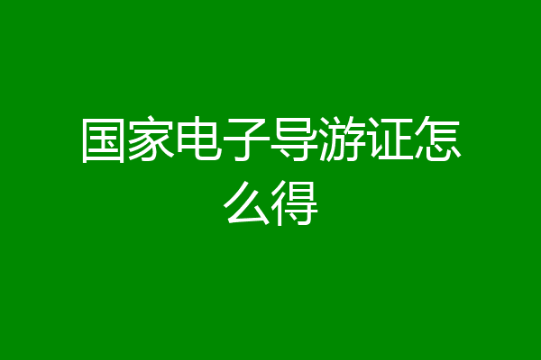 国家电子导游证怎么得