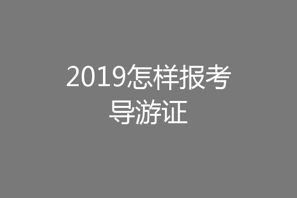 2019怎样报考导游证