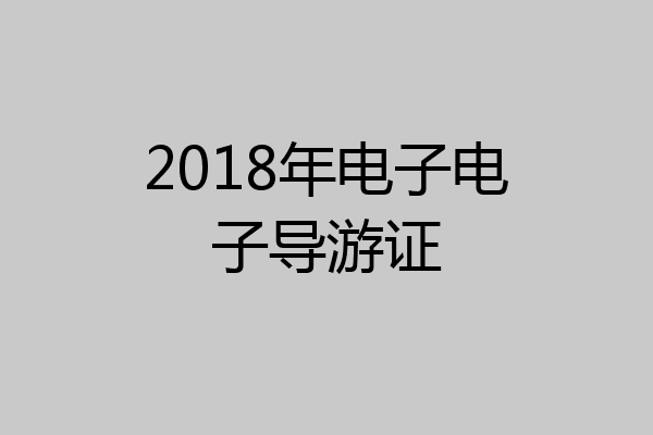 2018年电子电子导游证