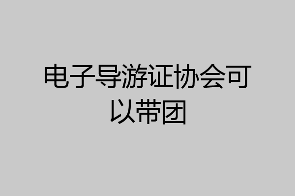 电子导游证协会可以带团