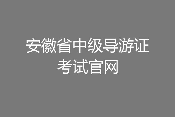 安徽省中级导游证考试官网