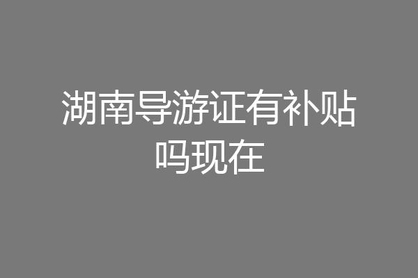 湖南导游证有补贴吗现在