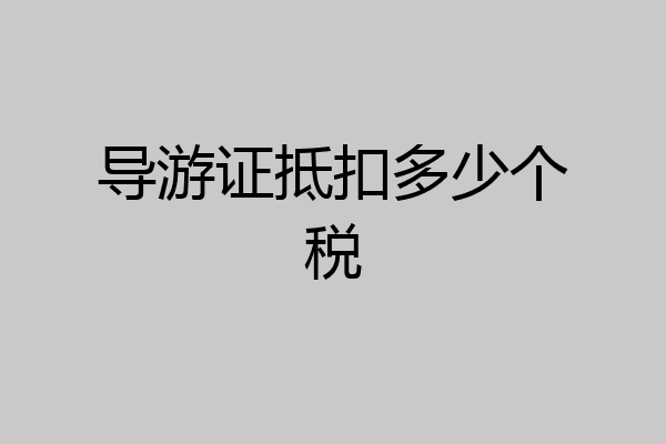导游证抵扣多少个税