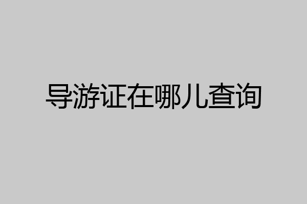 导游证在哪儿查询