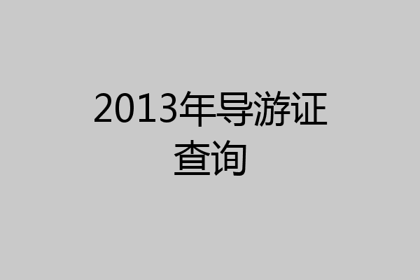 2013年导游证查询