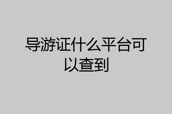 导游证什么平台可以查到