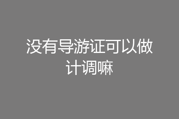 没有导游证可以做计调嘛