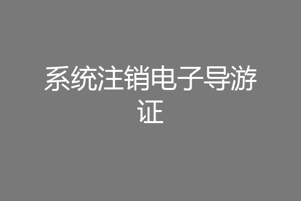 系统注销电子导游证