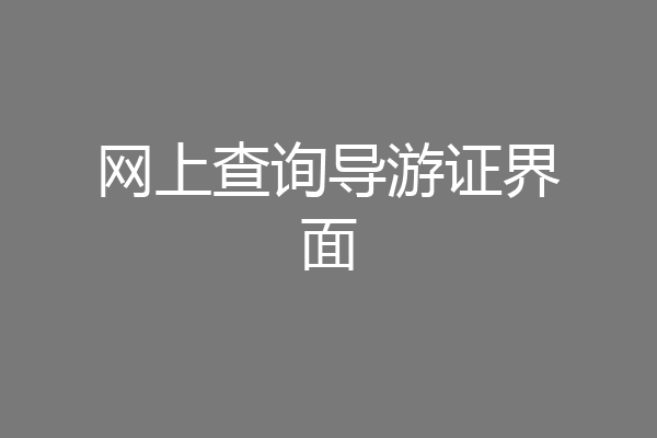 网上查询导游证界面