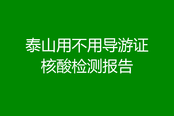 泰山用不用导游证核酸检测报告