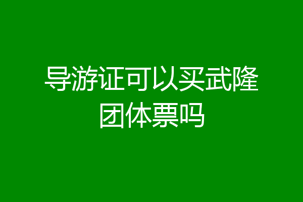 导游证可以买武隆团体票吗