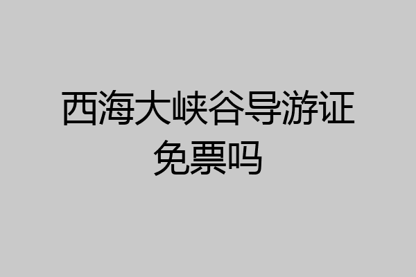 西海大峡谷导游证免票吗
