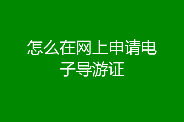 怎么在网上申请电子导游证