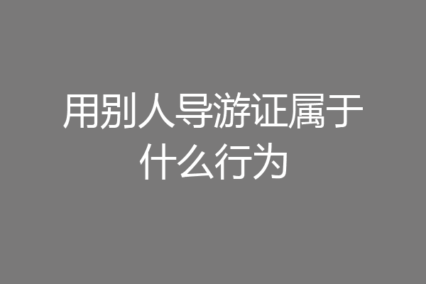 用别人导游证属于什么行为