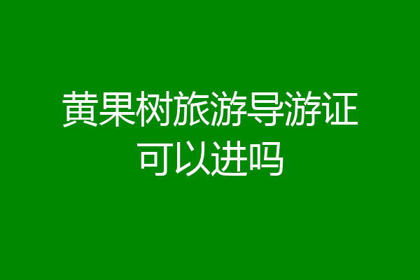 黄果树旅游导游证可以进吗
