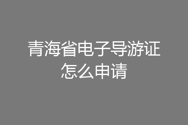 青海省电子导游证怎么申请