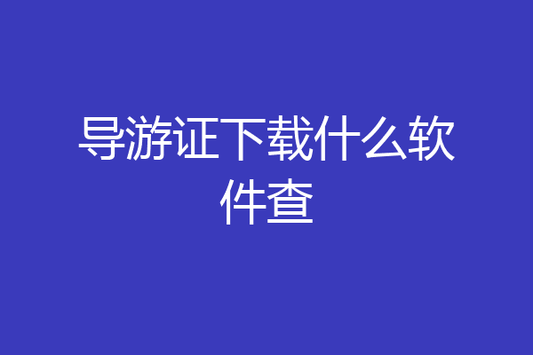导游证下载什么软件查