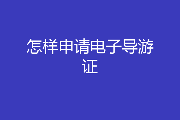 怎样申请电子导游证