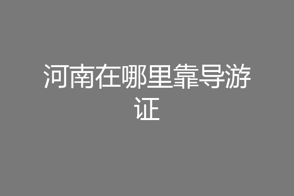 河南在哪里靠导游证