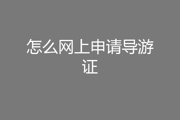 怎么网上申请导游证