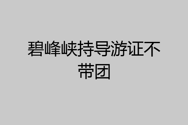 碧峰峡持导游证不带团