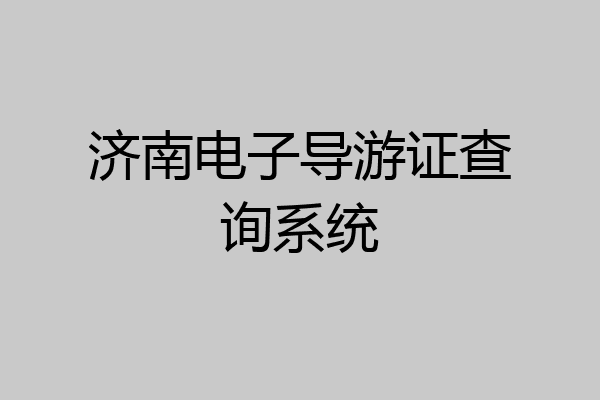济南电子导游证查询系统