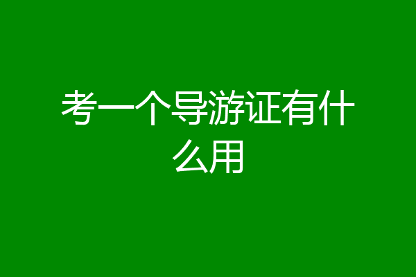 考一个导游证有什么用