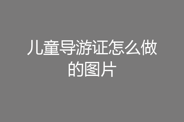儿童导游证怎么做的图片