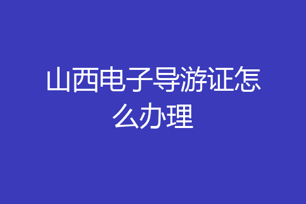 山西电子导游证怎么办理