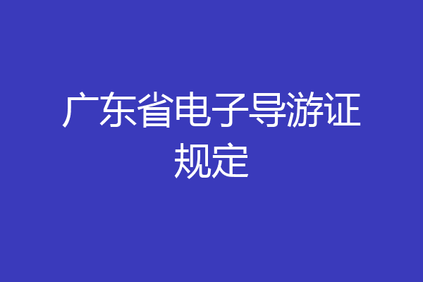 广东省电子导游证规定
