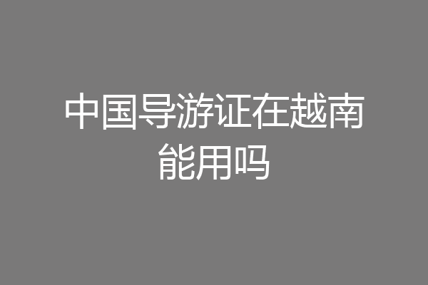 中国导游证在越南能用吗