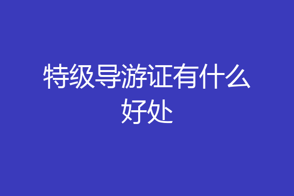 特级导游证有什么好处