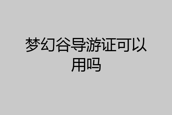梦幻谷导游证可以用吗