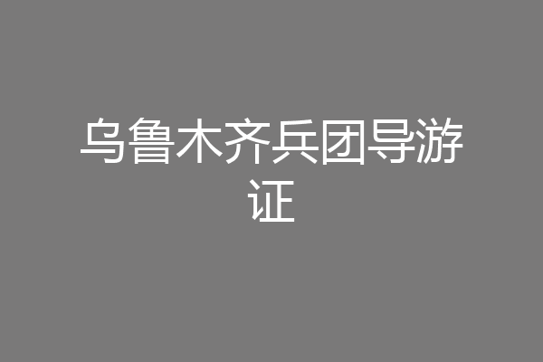 乌鲁木齐兵团导游证