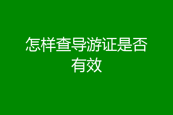 怎样查导游证是否有效