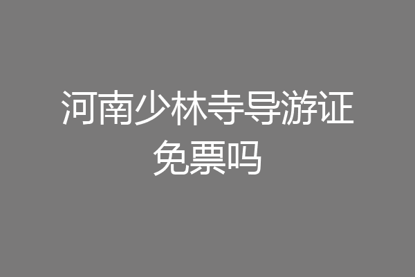 河南少林寺导游证免票吗