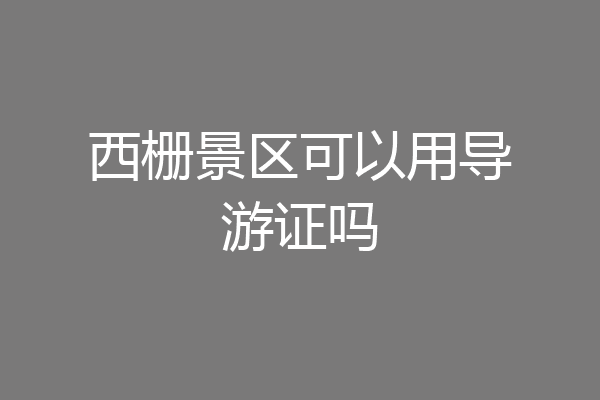 西栅景区可以用导游证吗